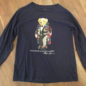 Polo Bear by Ralph Lauren Navy Pullover Long Sleeve Shirt Youth 7 Kids Christmas